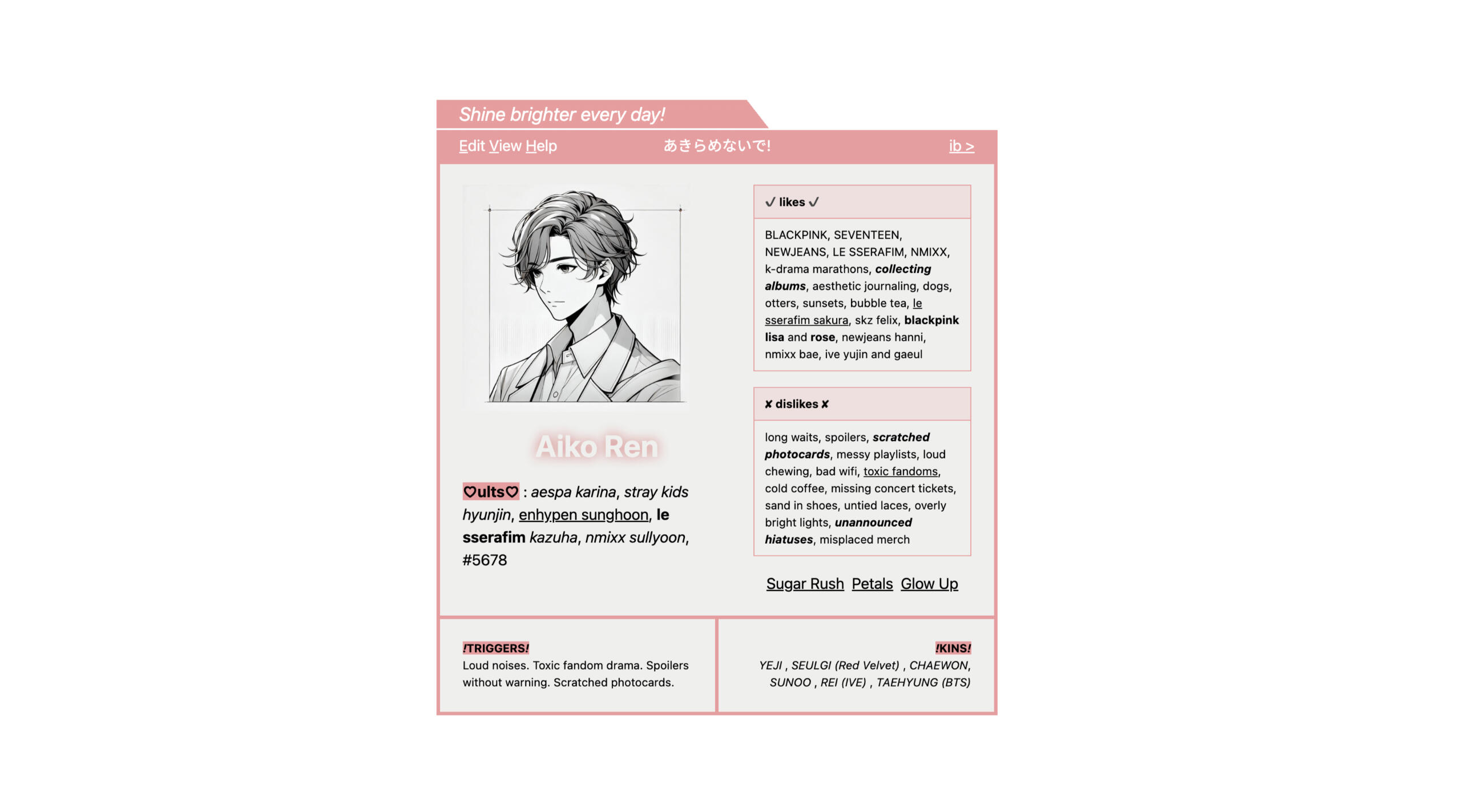 Aiko Ren Cute Carrd Templates