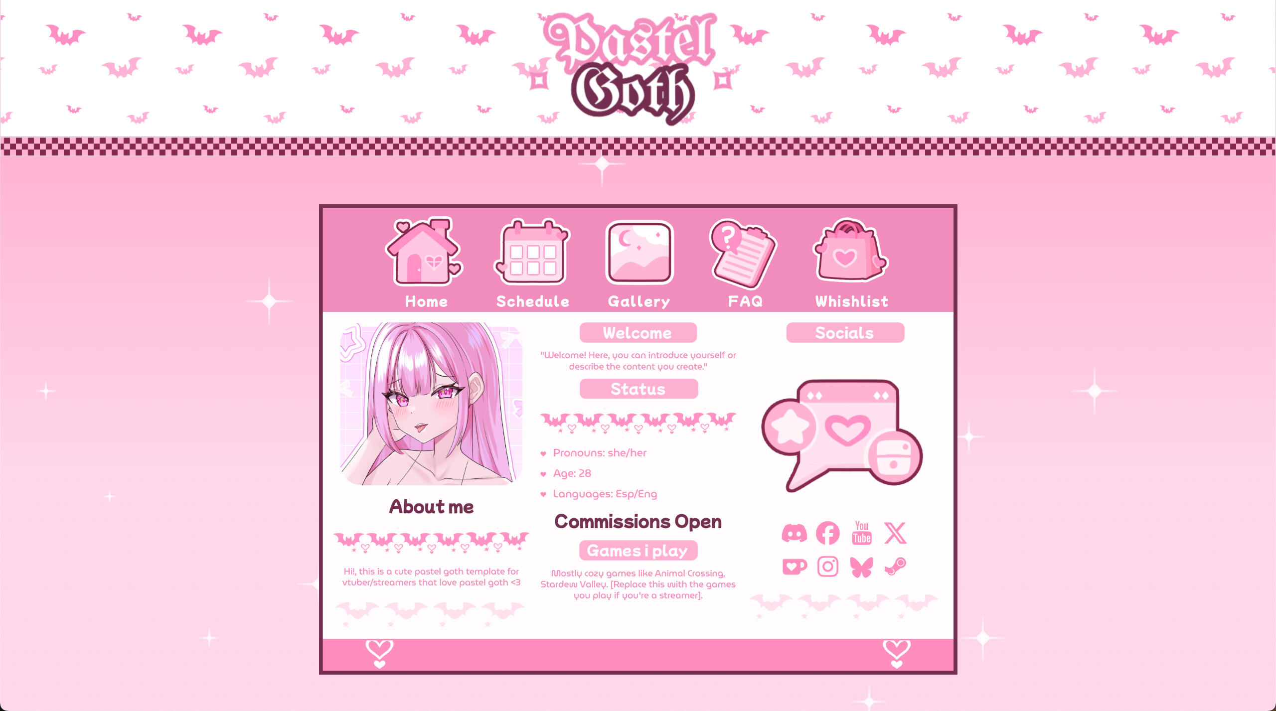 Pastel Goth Cute Carrd Templates