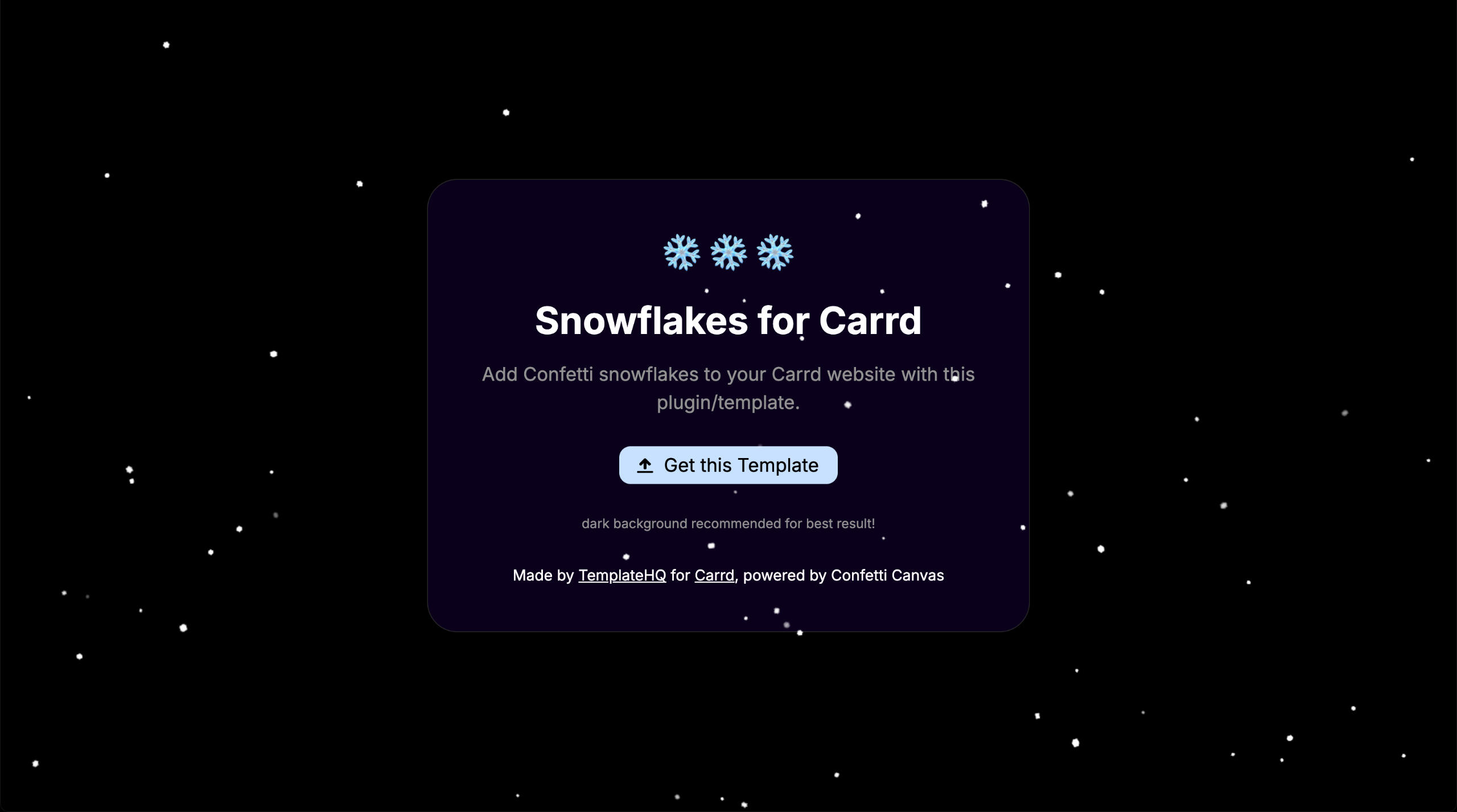 Snowflakes Cute Carrd Templates