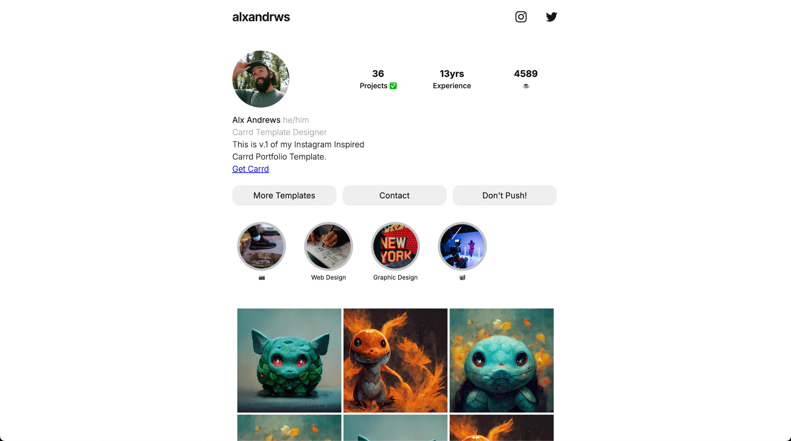 Instagram Inspired Carrd Template Instagram Inspired Carrd Template